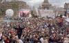 Scenes of jubilation in Trafalgar Square as London wins the bid to host the 2012 Summer Olympic and Paralympic Games on 6th July 2005 (Photo Credit: AECOM)